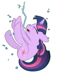 Size: 911x1170 | Tagged: semi-grimdark, artist:scinstigator, artist:scintillant-h, derpibooru import, twilight sparkle, pony, unicorn, asphyxiation, bubble, drowning, female, image, mare, png, simple background, solo, transparent background, underwater, unicorn twilight