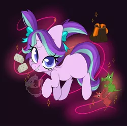 Size: 2048x2021 | Tagged: safe, artist:pineappleartz, derpibooru import, starlight glimmer, pony, unicorn, board game, dice, dragon pit, female, filly, filly starlight glimmer, grin, high res, image, jpeg, pigtails, smiling, solo, younger
