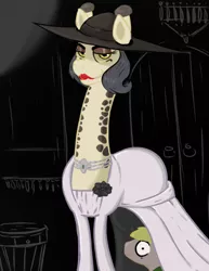 Size: 612x792 | Tagged: safe, artist:spagootis pootis, derpibooru import, ponified, giraffe, pony, clothes, image, lady dimitrescu, lipstick, png, resident evil 8