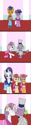 Size: 1024x4096 | Tagged: safe, artist:platinumdrop, derpibooru import, apple bloom, flash sentry, rarity, scootaloo, spike, sweetie belle, twilight sparkle, twilight sparkle (alicorn), alicorn, clothes, comic, dress, female, flashlight, flower filly, flower girl, flower girl dress, hat, image, kissing, male, marriage, png, request, shipping, spikebelle, straight, top hat, tuxedo, wedding, wedding dress