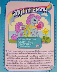 Size: 344x429 | Tagged: safe, derpibooru import, official, merry moments, earth pony, pony, backcard, camera, g2, image, jpeg, locket, text