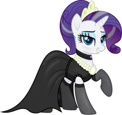 Size: 6000x5670 | Tagged: safe, artist:negatif22, derpibooru import, rarity, pony, unicorn, the last problem, .svg available, audrey hepburn, choker, clothes, dress, female, holly golightly, image, lidded eyes, looking at you, makeup, mare, movie accurate, older, older rarity, png, simple background, smiling, socks, solo, thigh highs, transparent background, vector