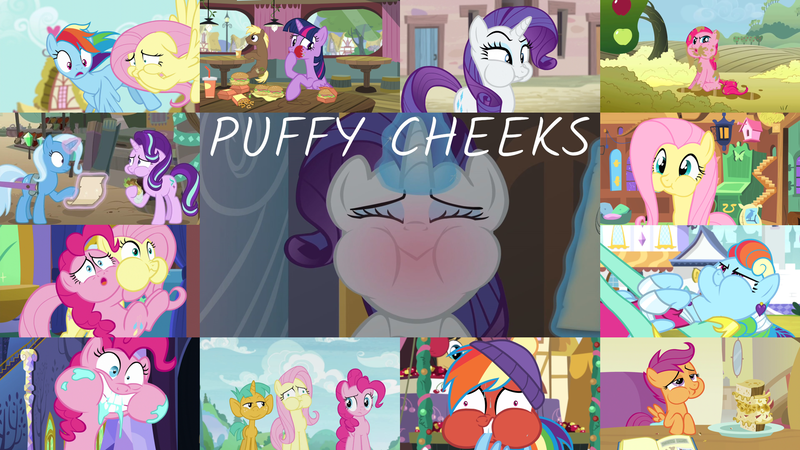 Size: 1974x1111 | Tagged: safe, derpibooru import, edit, edited screencap, editor:quoterific, screencap, coco crusoe, fluttershy, pinkie pie, rainbow dash, rarity, scootaloo, snails, starlight glimmer, trixie, twilight sparkle, twilight sparkle (alicorn), zephyr breeze, alicorn, earth pony, pegasus, pony, unicorn, 2 4 6 greaaat, every little thing she does, flutter brutter, parental glideance, road to friendship, sparkle's seven, stare master, sweet and elite, the cutie map, the one where pinkie pie knows, the return of harmony, triple pony dare ya, twilight time, alternate hairstyle, aweeg*, biting, blushing, burger, clothes, eyes closed, female, filly, food, glowing horn, hat, hay burger, hoof over mouth, hooves on mouth, horn, image, male, messy, open mouth, pie, png, red face, wing bite, winter hat, winter outfit