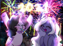 Size: 1350x1000 | Tagged: safe, artist:riukime, derpibooru import, oc, unofficial characters only, pony, 2021, happy new year, holiday, image, jpeg