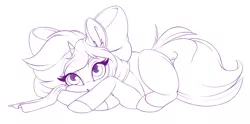 Size: 4207x2092 | Tagged: safe, artist:silkensaddle, derpibooru import, pony, unicorn, bow, clothes, hair bow, image, monochrome, png, scarf, simple background, sketch, solo, white background