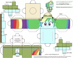 Size: 2979x2354 | Tagged: safe, artist:grapefruitface1, derpibooru import, rainbow dash, eqg summertime shorts, equestria girls, leaping off the page, craft, cubeecraft, hat, image, papercraft, png, printable, solo
