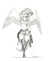 Size: 1100x1412 | Tagged: safe, artist:baron engel, derpibooru import, fluttershy, anthro, pegasus, unguligrade anthro, boots, breasts, bullwhip, busty fluttershy, clothes, collar, female, grayscale, image, jpeg, large wings, leash, monochrome, open mouth, panties, pencil drawing, shoes, shorts, short shirt, solo, thigh boots, thong, traditional art, underwear, wings