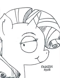 Size: 1599x2048 | Tagged: safe, artist:spp, derpibooru import, rarity, pony, unicorn, black and white, bust, grayscale, image, jpeg, monochrome, portrait, simple background, traditional art