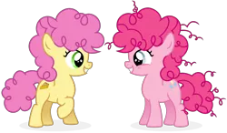 Size: 9866x5769 | Tagged: safe, artist:cirillaq, derpibooru import, li'l cheese, pinkie pie, pony, the cutie mark chronicles, the last problem, absurd resolution, colt, cute, cutie mark, daughter, diapinkes, duo, female, filly, filly pinkie pie, image, like parent like child, li'l cuteese, looking at each other, male, mother and child, mother and son, parent and child, png, similarities, simple background, smiling, son, time paradox, transparent background, vector, younger