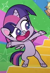 Size: 323x471 | Tagged: safe, derpibooru import, screencap, twilight sparkle, twilight sparkle (alicorn), alicorn, pony, my little pony: pony life, bipedal, cropped, female, image, open mouth, png, pose, solo, sportacular spectacular musical musak-ular, we shine brighter together