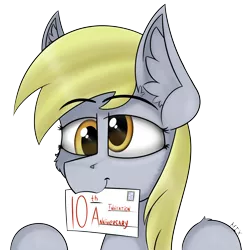 Size: 5000x5000 | Tagged: safe, artist:mix333, derpibooru import, derpy hooves, pegasus, pony, cute, derp, derpabetes, derpibooru exclusive, ear fluff, female, happy birthday mlp:fim, image, invitation, letter, mare, mlp fim's tenth anniversary, png, postage stamp, simple background, smiling, solo, text, transparent background