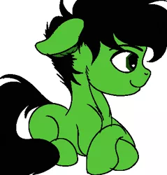 Size: 399x418 | Tagged: artist needed, safe, colorist:rautamiekka, derpibooru import, editor:rautamiekka, oc, oc:colt anon, unofficial characters only, earth pony, pony, adoranon, black mane, black outlines, colored, colt, crossed hooves, crossed legs, cute, ear fluff, floppy ears, green coat, green eyes, image, male, missing cutie mark, monochrome, png, simple background, small resolution, smiling, solo