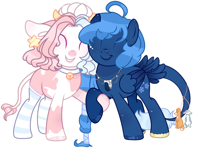 Size: 7161x5499 | Tagged: safe, artist:kurosawakuro, derpibooru import, oc, oc:lorelei snowflake, unofficial characters only, cow, cow pony, pegasus, pony, absurd resolution, clothes, female, image, mare, png, simple background, socks, striped socks, tail feathers, transparent background