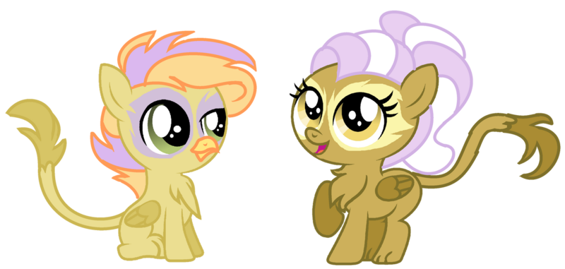 Size: 1280x610 | Tagged: safe, artist:venomous-cookietwt, derpibooru import, oc, unofficial characters only, hippogriff, hybrid, female, image, interspecies offspring, magical lesbian spawn, male, offspring, parent:fluttershy, parent:gilda, parents:gildashy, png, simple background, transparent background