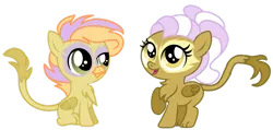 Size: 1280x610 | Tagged: safe, artist:venomous-cookietwt, derpibooru import, oc, unofficial characters only, hippogriff, hybrid, female, image, interspecies offspring, magical lesbian spawn, male, offspring, parent:fluttershy, parent:gilda, parents:gildashy, png, simple background, transparent background
