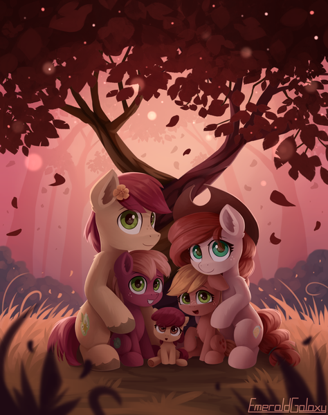 Size: 1500x1900 | Tagged: safe, artist:emeraldgalaxy, derpibooru import, apple bloom, applejack, big macintosh, bright mac, granny smith, pear butter, earth pony, pony, accessory swap, adorabloom, apple family, apple siblings, apple sisters, baby, baby apple bloom, baby pony, brother and sister, chest fluff, colt, colt big macintosh, cowboy hat, cute, ear fluff, family, family photo, father and child, father and daughter, father and son, female, filly, filly applejack, floppy ears, flower, flower in hair, hat, husband and wife, image, intertwined trees, jackabetes, leg fluff, like father like daughter, like father like son, like mother like daughter, like mother like son, like parent like child, looking at you, macabetes, male, mare, mother and child, mother and daughter, mother and son, open mouth, png, siblings, sisters, sitting, smiling, stallion, sweet dreams fuel, tree, wholesome, young, younger