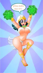 Size: 2410x4096 | Tagged: suggestive, artist:aleximusprime, derpibooru import, somnambula, human, big breasts, bocas top, bouncing, bouncing breasts, breast jiggle, breasts, busty somnambula, cheering, cheerleader, child bearing hips, clothes, curvy, digital art, feet, female, hip sway, huge breasts, humanized, image, jiggling, jpeg, loincloth, panties, pom pom, sandals, solo, solo female, sunburst background, thighs, thong, thunder thighs, underass, underboob, underbust, underwear, wide hips