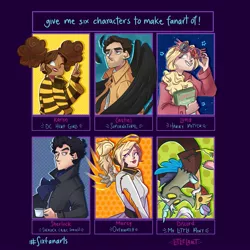 Size: 2048x2048 | Tagged: safe, artist:litzelart, derpibooru import, discord, draconequus, human, six fanarts, book, bumblebee (dc), clothes, crossover, cup, dark skin, dc comics, female, glasses, grin, halo, harry potter, image, jpeg, luna lovegood, male, mercy (overwatch), one eye closed, overwatch, peace sign, sherlock holmes, smiling, teacup, upside down, wings, wink