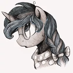 Size: 4184x4184 | Tagged: safe, artist:equmoria, derpibooru import, oc, oc:magic prism, unofficial characters only, pony, unicorn, absurd resolution, clothes, female, glasses, grayscale, image, jpeg, mare, marker drawing, monochrome, scarf, solo, traditional art