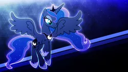 Size: 3840x2160 | Tagged: safe, artist:game-beatx14, artist:starlessnight22, derpibooru import, edit, princess luna, alicorn, pony, female, image, mare, png, solo, spread wings, wallpaper, wallpaper edit, wings