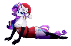 Size: 1272x835 | Tagged: suggestive, artist:foxklt, derpibooru import, rarity, anthro, breasts, christmas, clothes, evening gloves, gloves, hearth's warming eve, holiday, image, long gloves, png, rainbow power, rainbow power-ified, simple background, solo, transparent background, watermark