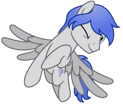 Size: 7770x6634 | Tagged: safe, artist:estories, derpibooru import, oc, oc:music wave, unofficial characters only, pegasus, pony, absurd resolution, flying, image, looking at you, male, one eye closed, png, simple background, smiling, solo, spread wings, stallion, transparent background, vector, wings, wink, winking at you