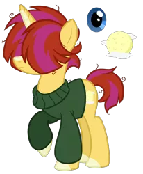 Size: 1900x2310 | Tagged: safe, artist:cherrycandi, derpibooru import, oc, oc:alphard, unofficial characters only, pony, unicorn, base used, clothes, cutie mark, female, genderless, hidden eyes, image, male, markings, nonbinary, offspring, parent:moondancer, parent:sunburst, parents:sundancer, png, simple background, sweater, transparent background