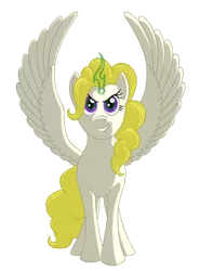 Size: 1424x1920 | Tagged: safe, alternate version, artist:nebulastar985, derpibooru import, surprise, pegasus, pony, disguise, disguised changeling, female, glowing horn, grin, horn, image, mare, png, simple background, smiling, solo, spread wings, transparent background, wings