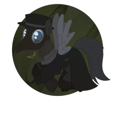 Size: 2223x2077 | Tagged: safe, artist:dyonys, derpibooru import, oc, oc:tanner, unofficial characters only, pegasus, pony, cane, clothes, costume, flying, halloween, halloween costume, hat, holiday, image, male, nightmare night, plague doctor, plague doctor mask, png, simple background, stallion, transparent background