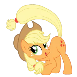 Size: 1455x1465 | Tagged: safe, artist:gmaplay, derpibooru import, applejack, earth pony, pony, applejack's hat, cowboy hat, female, hat, image, looking up, open mouth, png, raised tail, simple background, solo, tail, transparent background, vector