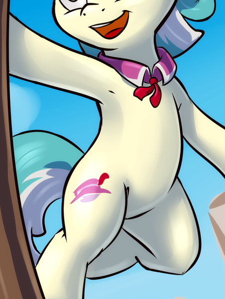 Size: 573x760 | Tagged: safe, artist:kp-shadowsquirrel, derpibooru import, edit, coco pommel, earth pony, pony, belly, bipedal, cropped, featureless crotch, image, open mouth, pictures of bellies, png, smiling, solo