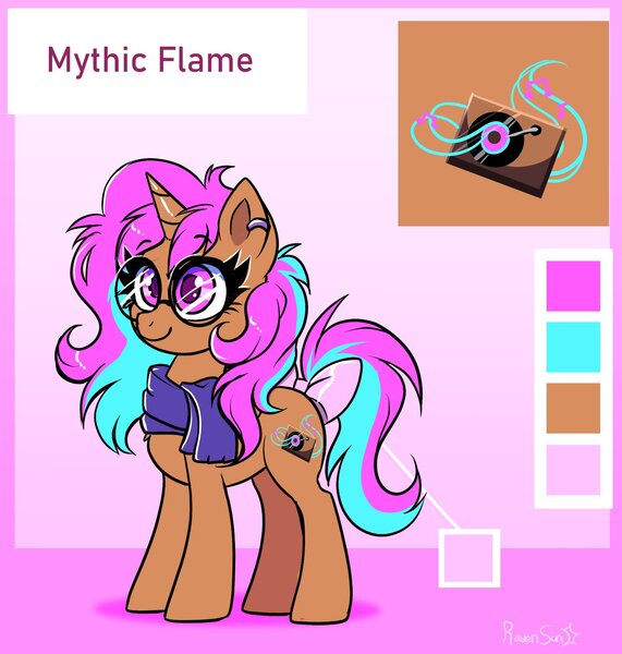 Size: 1631x1714 | Tagged: safe, artist:confetticakez, derpibooru import, oc, oc:mythic flame, pony, unicorn, bow, clothes, glasses, image, jpeg, reference sheet, scarf, smiling, solo, tail bow