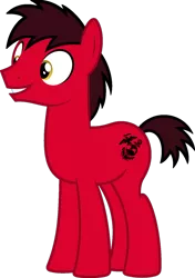 Size: 1024x1453 | Tagged: safe, artist:edy_january, derpibooru import, oc, oc:red, earth pony, pony, american, angry birds, canada, cutie mark, image, john red.mason, male, marines, png, red, solo, stallion, usmc