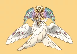 Size: 3376x2368 | Tagged: safe, artist:orphicdove, derpibooru import, princess celestia, seraph, angel, angelestia, biblically accurate angels, christianity, eyes do not belong there, image, multiple eyes, multiple wings, png, solo, species swap, wings