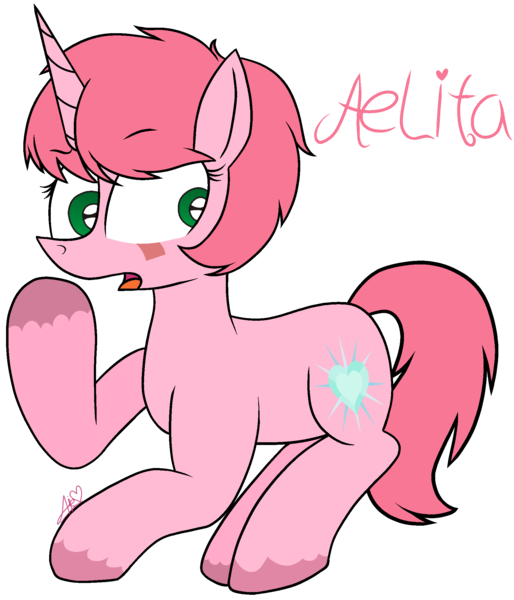 Size: 1873x2187 | Tagged: safe, artist:muhammad yunus, derpibooru import, ponified, pony, unicorn, aelita schaeffer, code lyoko, crossover, female, i can't believe it's not 徐詩珮, image, looking at you, mare, open mouth, png, simple background, solo, transparent background