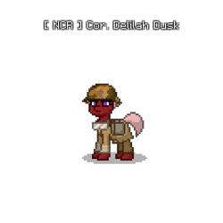 Size: 400x400 | Tagged: safe, derpibooru import, oc, oc:delilah dusk, earth pony, pony, fallout equestria, ashes town, clothes, female, image, mare, military uniform, ncr, pixel art, png, solo, uniform