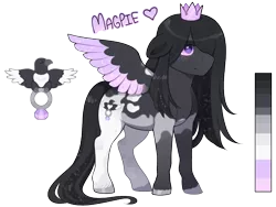 Size: 1040x780 | Tagged: safe, artist:lastnight-light, derpibooru import, oc, oc:magpie, pegasus, pony, crown, female, image, jewelry, mare, png, regalia, simple background, solo, transparent background, two toned wings, wings