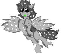 Size: 3211x2422 | Tagged: safe, artist:almaustral, derpibooru import, changeling queen oc, oc, unofficial characters only, changeling, changeling queen, pony, :p, female, image, png, simple background, solo, tongue out, transparent background, white changeling