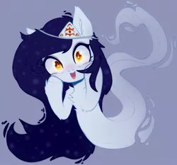 Size: 1953x1819 | Tagged: safe, artist:astralblues, artist:starrcoma, derpibooru import, oc, ghost, ghost pony, original species, pony, undead, youkai, blushing, cheeks, cute, ear fluff, female, fluffy, gasp, gasping, happy, image, jpeg, mare, shy, solo