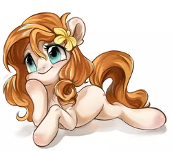 Size: 4000x3500 | Tagged: safe, artist:amo, banned from derpibooru, deleted from derpibooru, derpibooru import, pear butter, earth pony, pony, cute, female, flower, flower in hair, high res, image, jpeg, mare, pearabetes, simple background, smiling, solo, white background