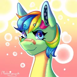 Size: 1000x1000 | Tagged: safe, artist:malarunych, derpibooru import, oc, oc:mia (malarunych), unofficial characters only, original species, plush pony, pony, bandage, bust, female, image, jpeg, mare, plushie, solo