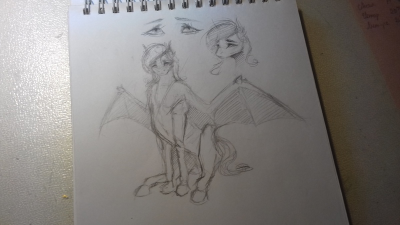 Size: 2560x1440 | Tagged: safe, artist:kiwwsplash, derpibooru import, oc, unofficial characters only, bat pony, pony, bat pony oc, bat wings, bust, duo, image, jpeg, spread wings, traditional art, wings