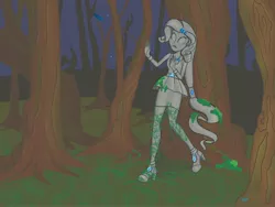 Size: 4000x3000 | Tagged: safe, artist:segiem-nemsen, derpibooru import, rarity, equestria girls, clothes, cute, dark, female, fetish, forest, forest background, frightened, high heels, image, jewelry, jpeg, leaves, legs, moss, night, outdoors, petrification, plants, raribetes, shoes, skirt, solo, statue, tree, vine