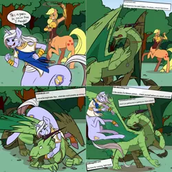 Size: 2562x2562 | Tagged: safe, artist:professor-ponyarity, derpibooru import, applejack, oc, oc:rye, oc:white blade, centaur, dragon, tumblr:ask rye dimar dragon, centaurified, centaurjack, image, lasso, png, ponytaur, rope