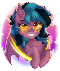 Size: 1600x1900 | Tagged: safe, artist:falafeljake, derpibooru import, oc, oc:stormy night, unofficial characters only, bat pony, bat pony oc, bat wings, chest fluff, image, png, simple background, smiling, solo, sunglasses, transparent background, vaporwave, wings