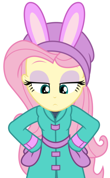 Size: 1738x2813 | Tagged: safe, artist:sketchmcreations, derpibooru import, fluttershy, equestria girls, equestria girls series, holidays unwrapped, spoiler:eqg series (season 2), blizzard or bust, bunny ears, clothes, coat, female, fluttershy is not amused, gloves, hands on hip, hat, image, looking down, mittens, png, simple background, toque, transparent background, unamused, vector, winter outfit