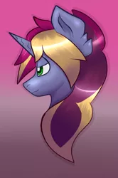 Size: 568x854 | Tagged: safe, artist:deusexkittycoon, derpibooru import, oc, oc:akuna heavenstorm, unofficial characters only, alicorn, hybrid, bust, image, male, png, portrait, side view, solo