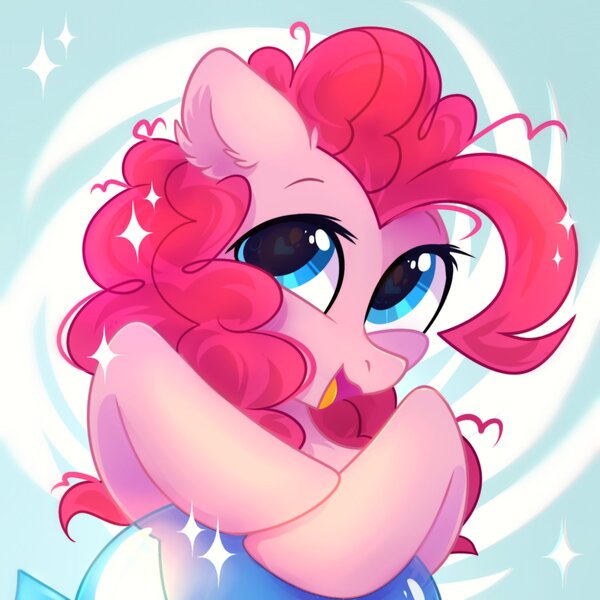 Size: 1500x1500 | Tagged: safe, artist:mirtash, derpibooru import, pinkie pie, earth pony, pony, abstract background, balloon, cute, diapinkes, female, heart eyes, image, jpeg, looking at you, mare, messy mane, open mouth, smiling, solo, wingding eyes