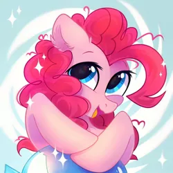 Size: 1500x1500 | Tagged: safe, artist:mirtash, derpibooru import, pinkie pie, earth pony, pony, abstract background, balloon, cute, diapinkes, female, heart eyes, image, jpeg, looking at you, mare, messy mane, open mouth, smiling, solo, wingding eyes