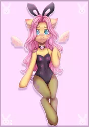 Size: 1749x2497 | Tagged: safe, artist:zefirka, derpibooru import, fluttershy, pegasus, semi-anthro, adorasexy, bunny suit, bunnyshy, clothes, cute, image, leotard, playboy bunny fluttershy, png, sexy, shyabetes, solo